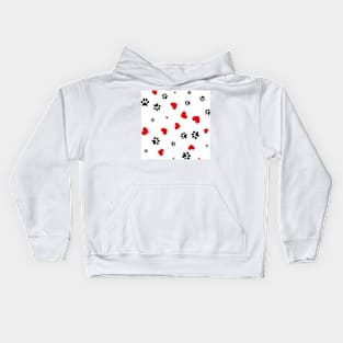 Dog Paw Red Hearts Art Kids Hoodie